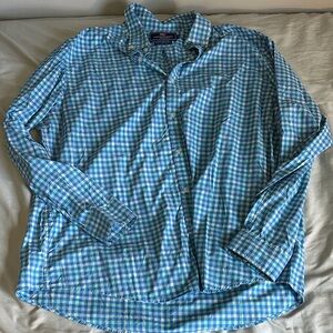 Vineyard Vines Blue and White Plaid Shirt